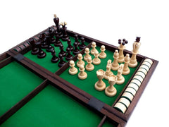 Schach und Dame mit Figuren, Nr. 165 aus Holz, Schachspiel 50x50x3 cm