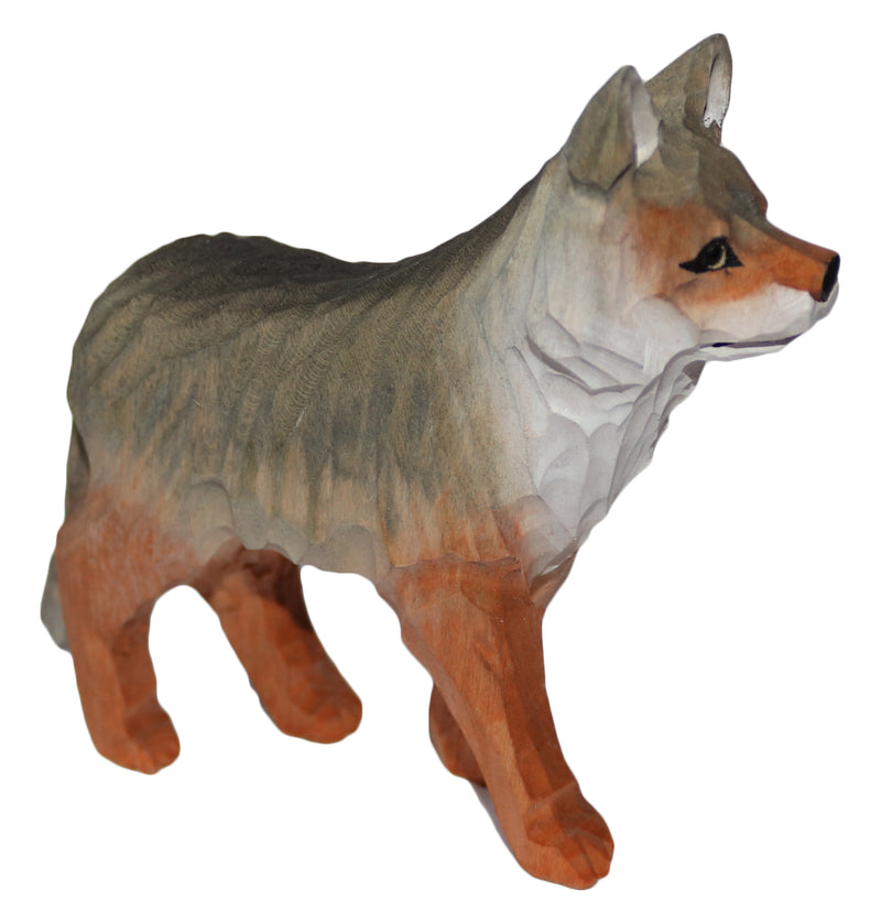 Handgeschnitzter Wolf aus Holz ca. 10 cm bemalt