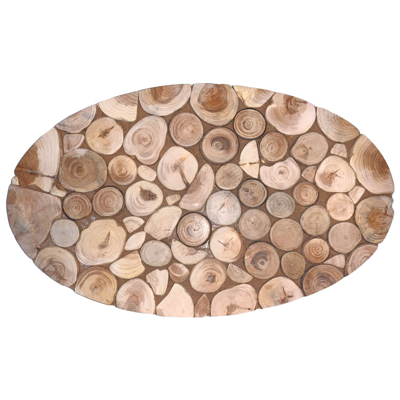 Topfuntersetzer oval aus Holz, gemischte Hölzer, mit gelbem Birnenmotiv 037.005