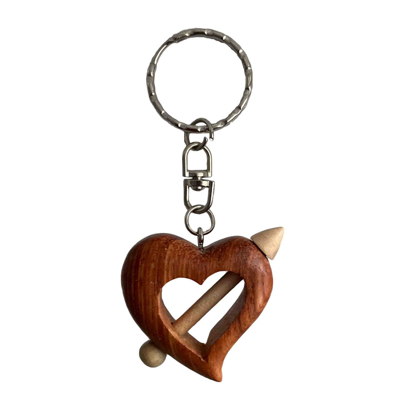 Schlüsselanhänger Herz mit Pfeil aus Holz Nr. 021.001