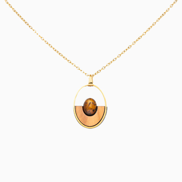 Halskette aus Olivenholz "Horizont oval - orange" Nr. 052.176