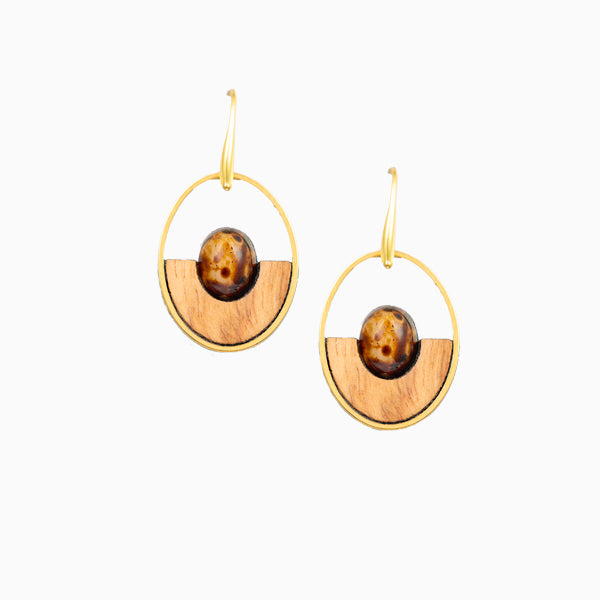 Ohrringe aus Olivenholz "Horizont oval - orange" Nr. 052.306