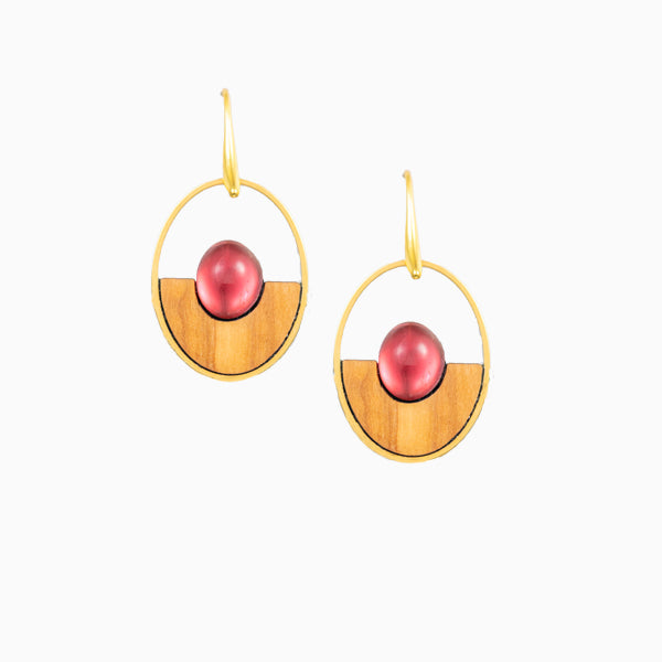 Ohrringe aus Olivenholz "Horizont oval - rosa" Nr. 052.310