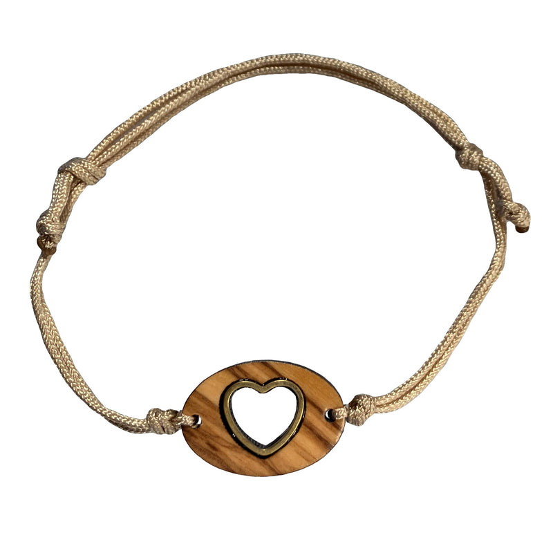 Armband aus Olivenholz "Herz 2 gold" Nr. 052.378