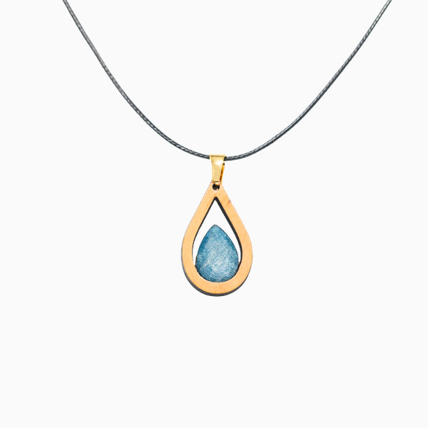 Halskette aus Olivenholz "Steinträne - blau" Nr. 052.449