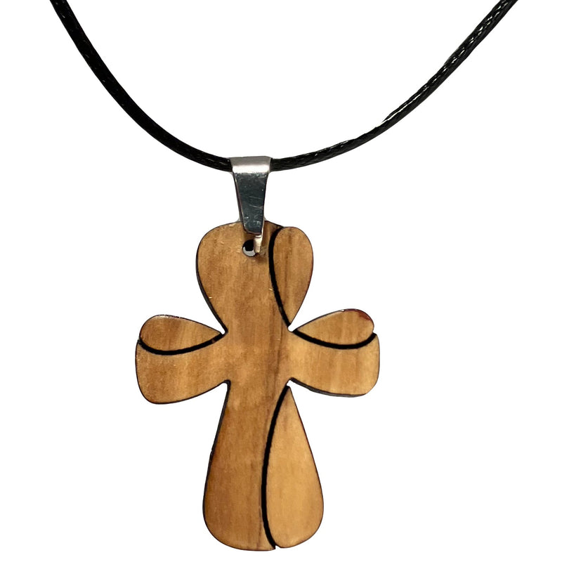 Halskette aus Olivenholz "Kreuz gerundet mittel" Nr. 052.501