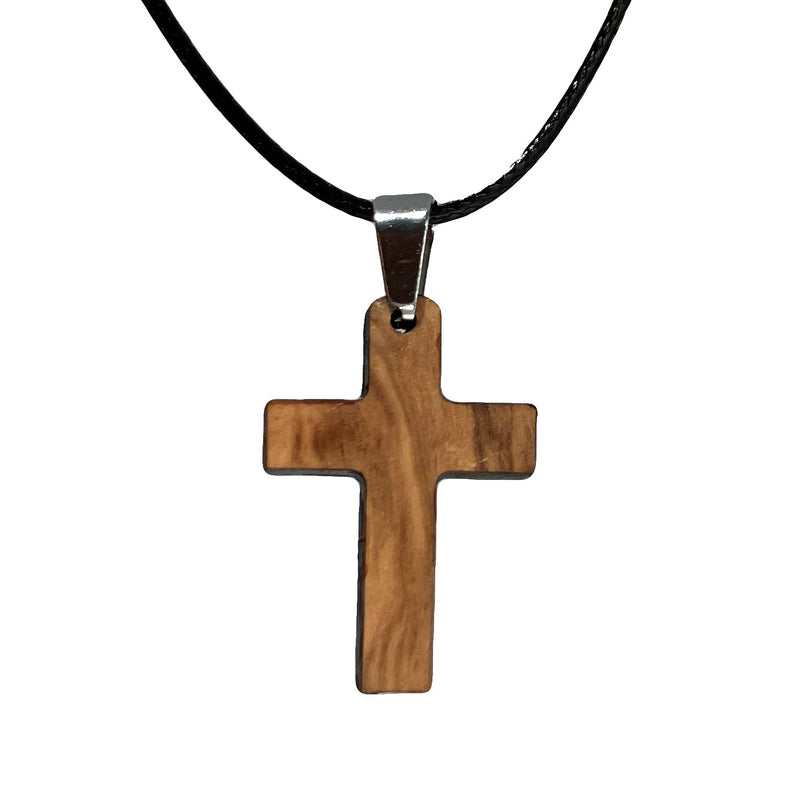 Halskette aus Olivenholz "Kreuz einfach silber" Nr. 052.508