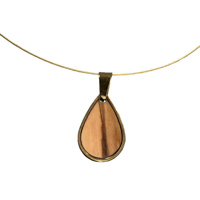 Halskette aus Olivenholz "Tropfen gold" Nr. 052.553