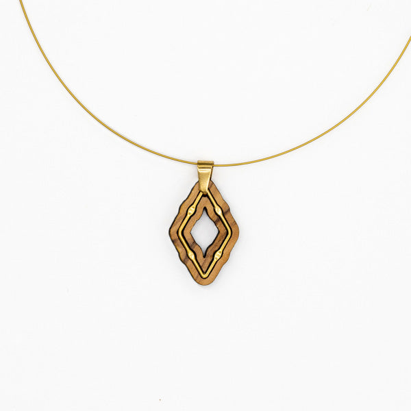 Halskette aus Olivenholz "Rautenbogen - gold" Nr. 052.617