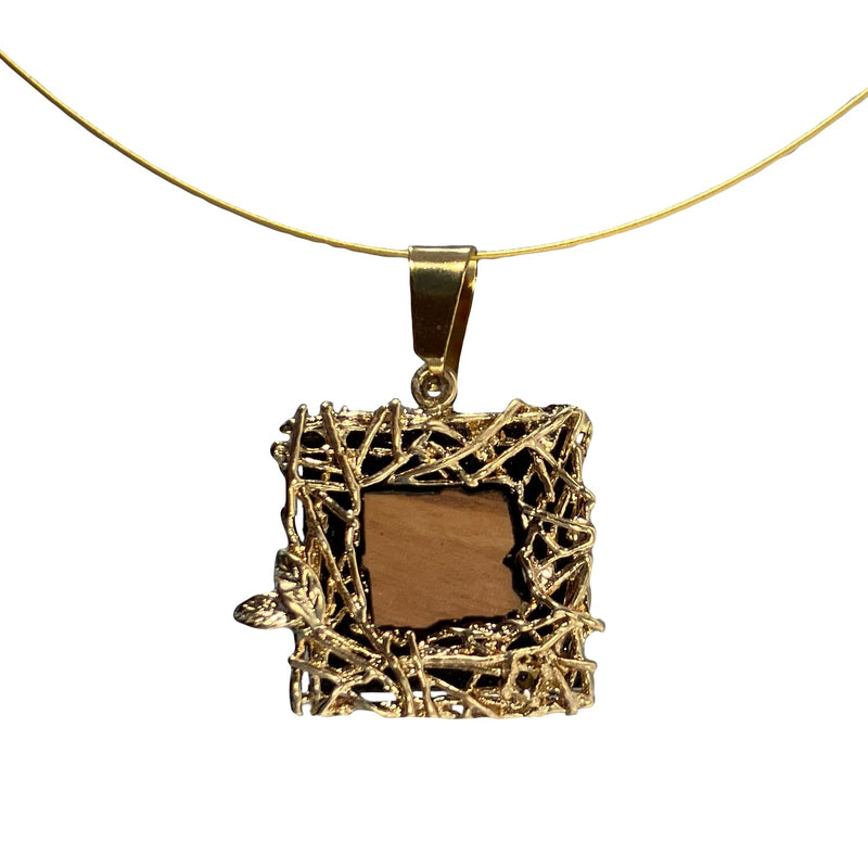 Halskette aus Olivenholz "Zweig Kranz gold" Nr. 052.680
