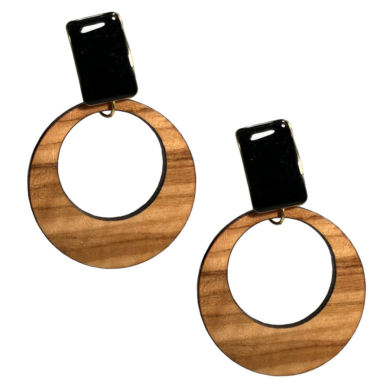 Ohrringe aus Olivenholz "Circle schwarz" Nr. 052.723