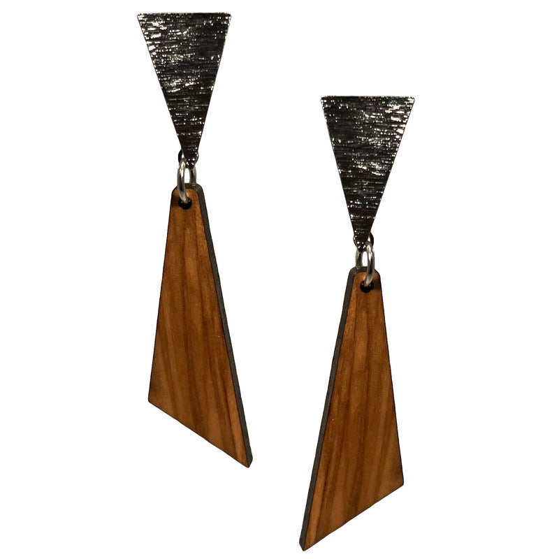 Ohrringe aus Olivenholz "Dreieck silber" Nr. 052.756