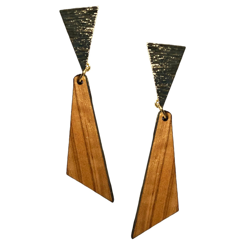 Ohrringe aus Olivenholz "Dreieck gold" Nr. 052.757