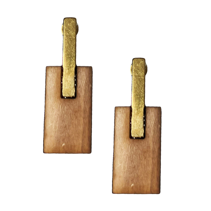 Ohrringe aus Olivenholz "Rechteck gold" Nr. 052.807