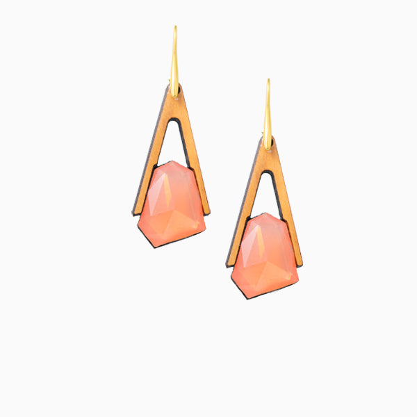 Ohrringe aus Olivenholz "Steingriff - rosa" Nr. 052.983