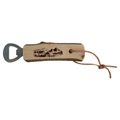 Flaschenöffner aus Holz mit Rinde kurz - Camping