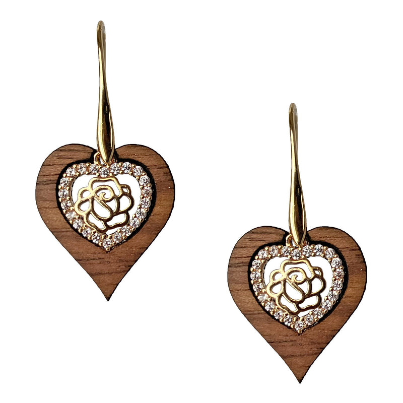Ohrringe aus Walnussholz "Herz Ornament" Nr. 100.007