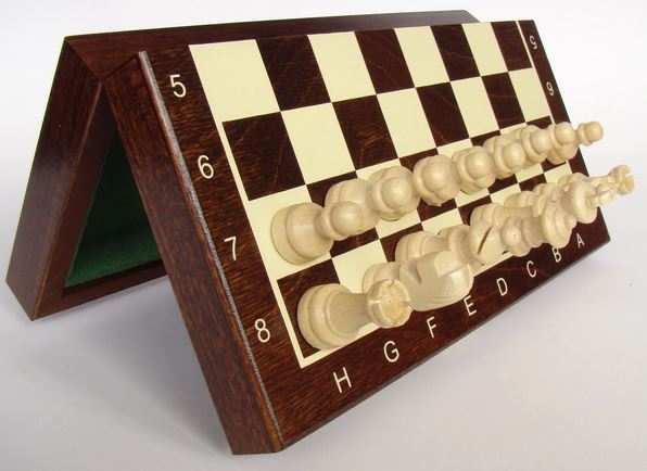 Schach magnetisch mit Figuren, Nr. 140M aus Holz, Schachspiel 20,5x20,0x2,0 cm