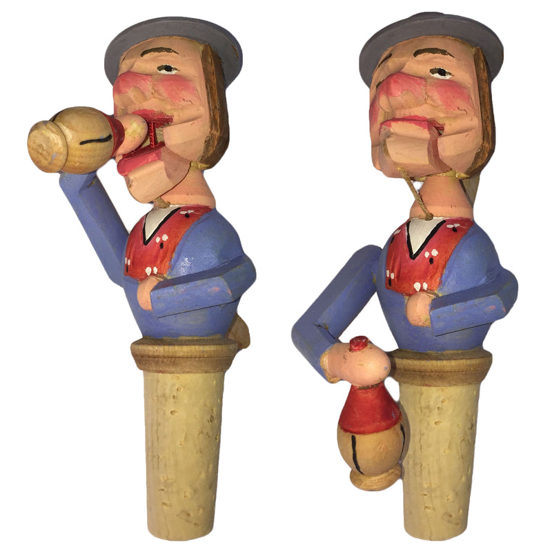 Flaschenkorken beweglich handgeschnitzt aus Holz