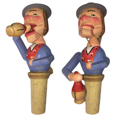 Flaschenkorken beweglich handgeschnitzt aus Holz