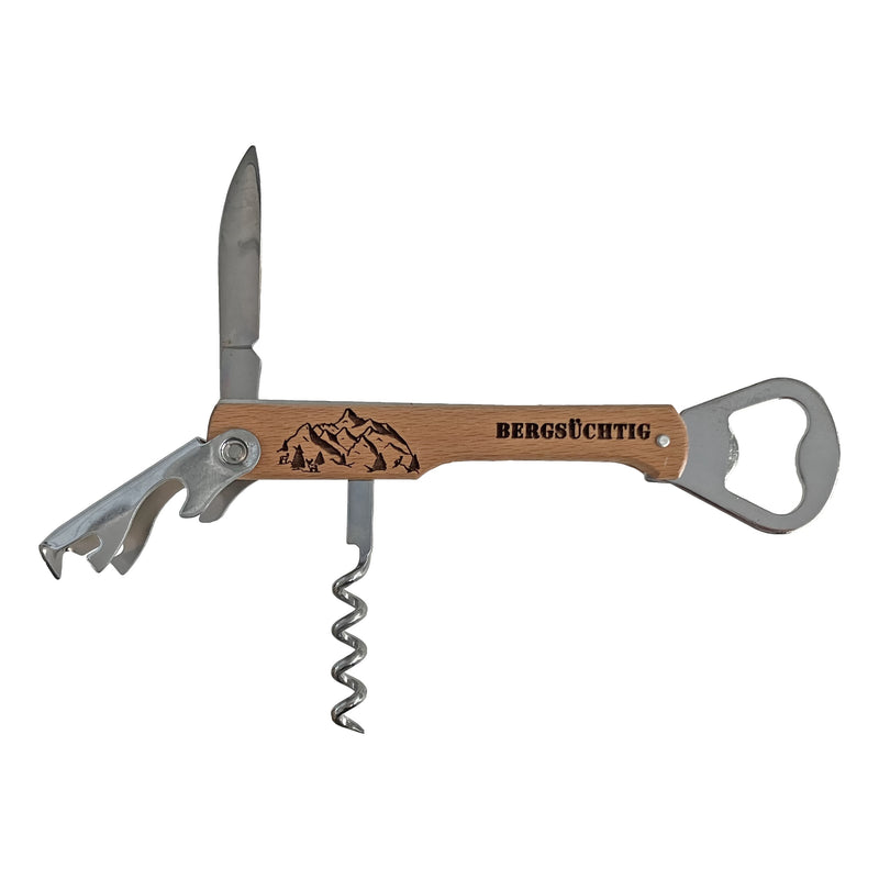 Taschenmesser mit 4 Funktionen, Buchenholz