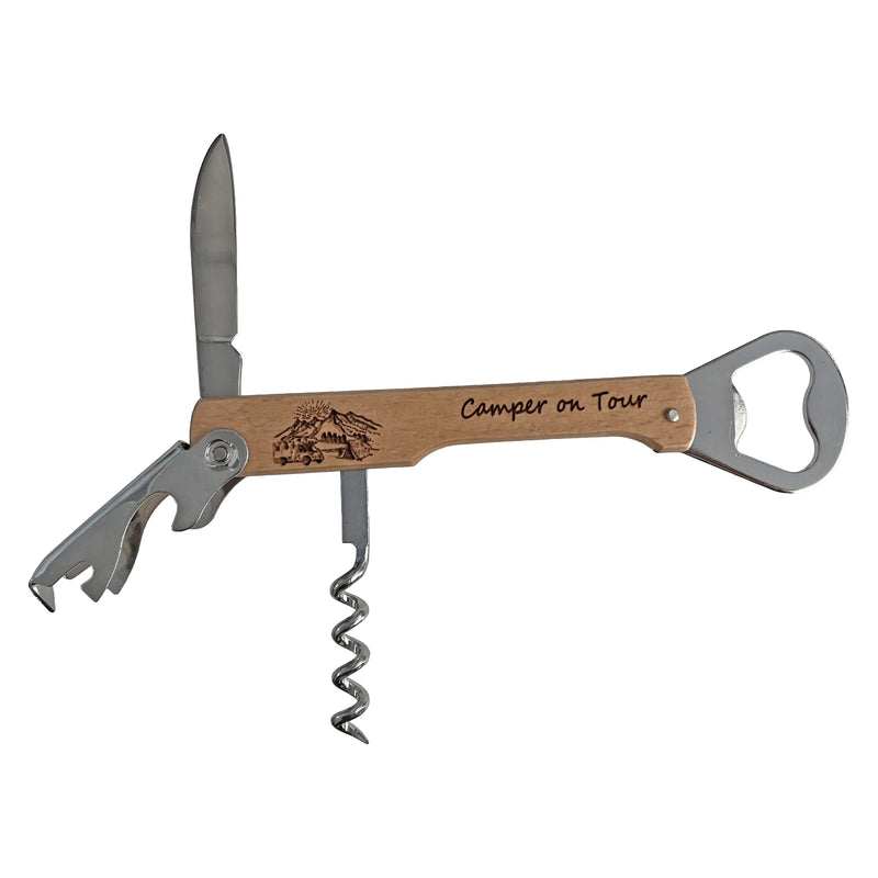 Taschenmesser mit 4 Funktionen, Buchenholz