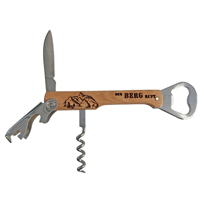 Taschenmesser mit 4 Funktionen, Buchenholz