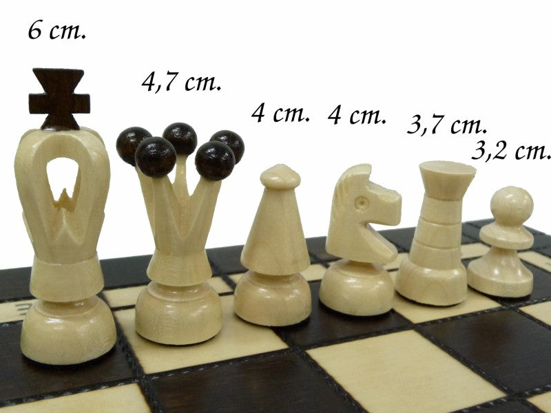 Schach und Dame mit Figuren, Nr. 165A aus Holz, Schachspiel 35x35x2,2 cm