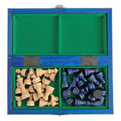 Schach mit Figuren, Nr. 154M aus Holz, Schachspiel 20,5x20,5x2 cm