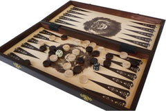 Schach und Backgammon mit Figuren, Nr. 142 aus Holz, Schachspiel 26,2x26,2x2,2 cm