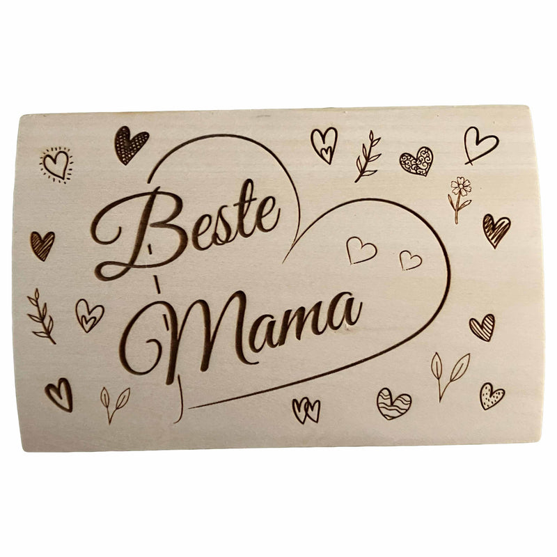 Holztruhe mit Gravur "Beste Mama" - 17,2x11,5x10 cm