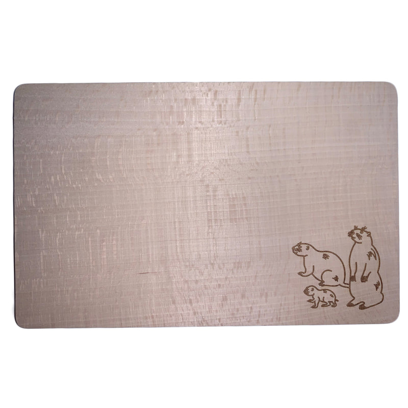 Schneidbrett mit Murmeltier-Gravur aus Buchenholz, 25x16x1,5 cm