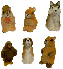 Handgeschnitzte Tiere gemischt aus Holz im 6er Set ca. 5-7 cm bemalt