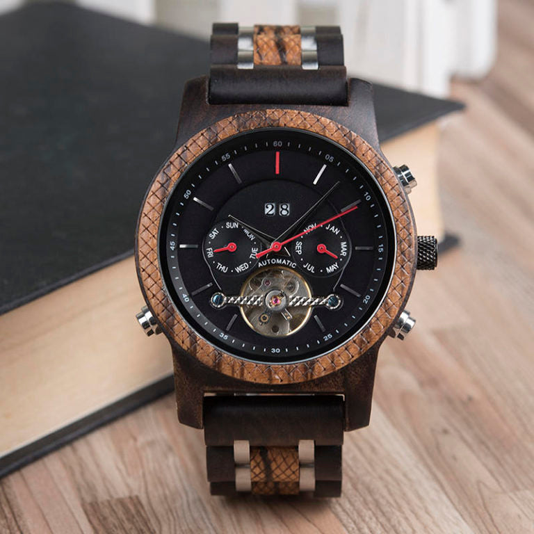 Mechanische Holzuhr Herren Sial Elegance, Armbanduhr aus Holz Nr. SE523