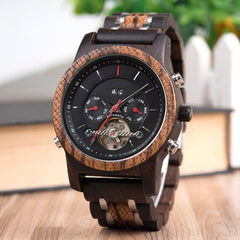 Mechanische Holzuhr Herren Sial Elegance, Armbanduhr aus Holz Nr. SE523