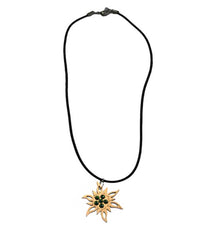 Halsketten Edelweiß aus Holz mit Kristallstein, Schmuck aus Holz Nr. B123