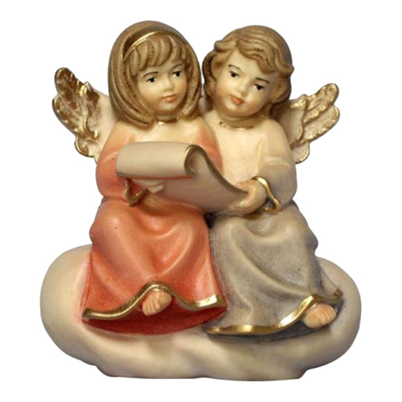 Engelpaar sitzend singend aus Ahornholz, Krippenfiguren "Mirja"