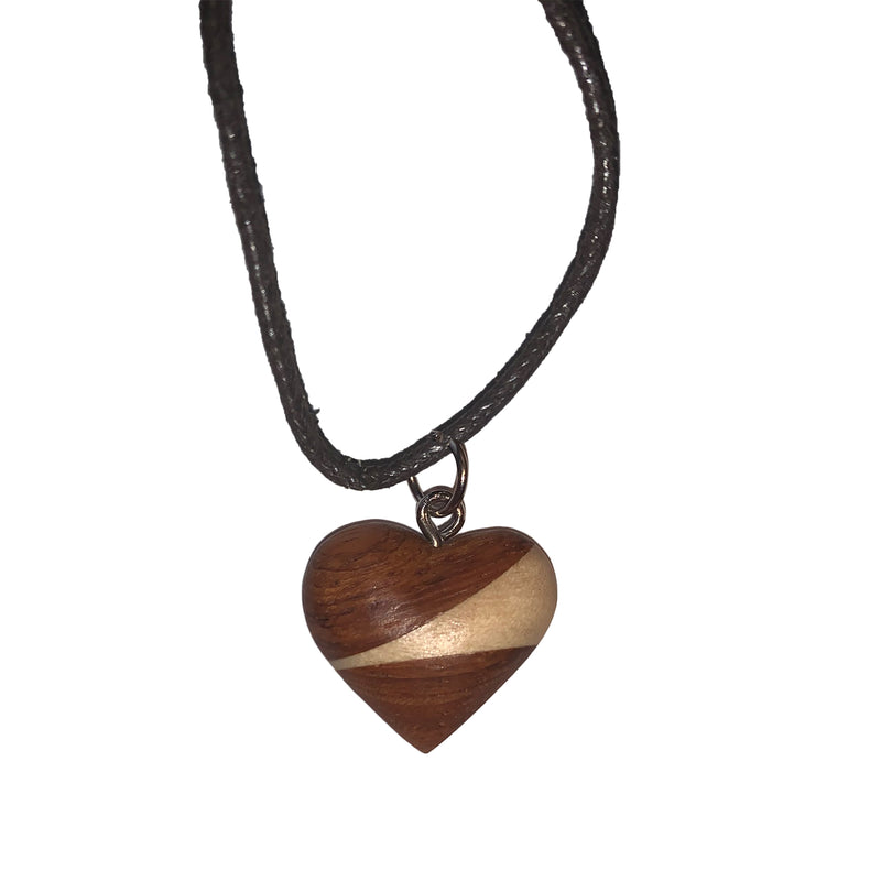 Halsketten Herz aus Holz im 4er Set, Band ca. 40 cm braun