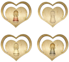 Valentinstagsherz 9,5x9x0,3 cm aus Holz mit gesunkenem Herz und geschnitztem Engel