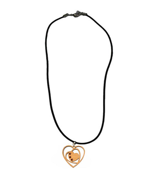 Halsketten Herz aus Holz mit Kristallstein, Schmuck aus Holz Nr. B115