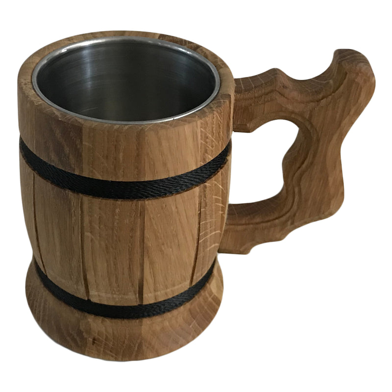 Bierkrug rustikal klein aus Holz, Nr. 009.160 Eiche geölt, 0,33 Liter