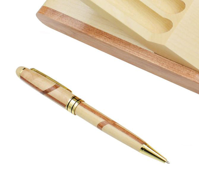 Kugelschreiber liniert aus Ahornholz mit/ohne Etui