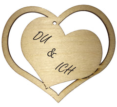 Valentinstagsherz aus Holz Nr. 3 mit Aufschrift 9,5x9x0,3 cm