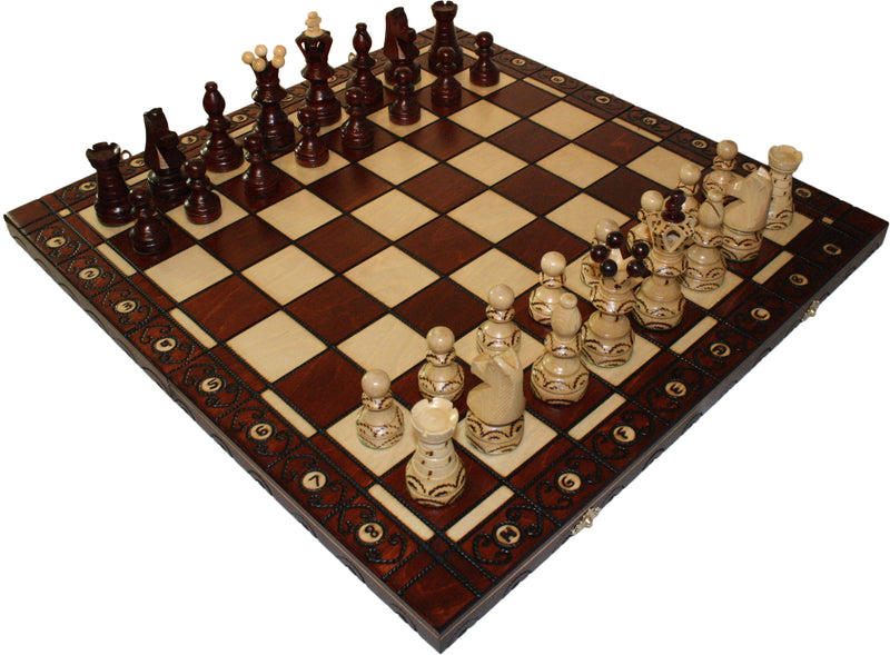 Schach mit Figuren, Nr. 128 aus Holz, Schachspiel 55x55x3 cm