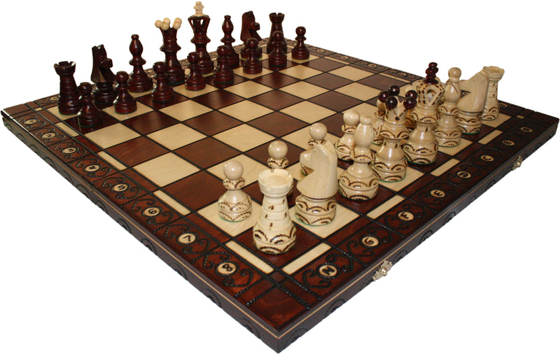 Schach mit Figuren, Nr. 128 aus Holz, Schachspiel 55x55x3 cm
