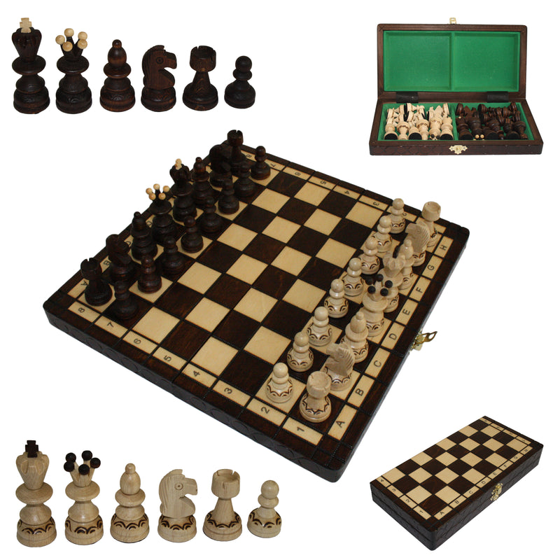 Schach mit Figuren, Nr. 134 aus Holz, Schachspiel 30x30x2,5 cm