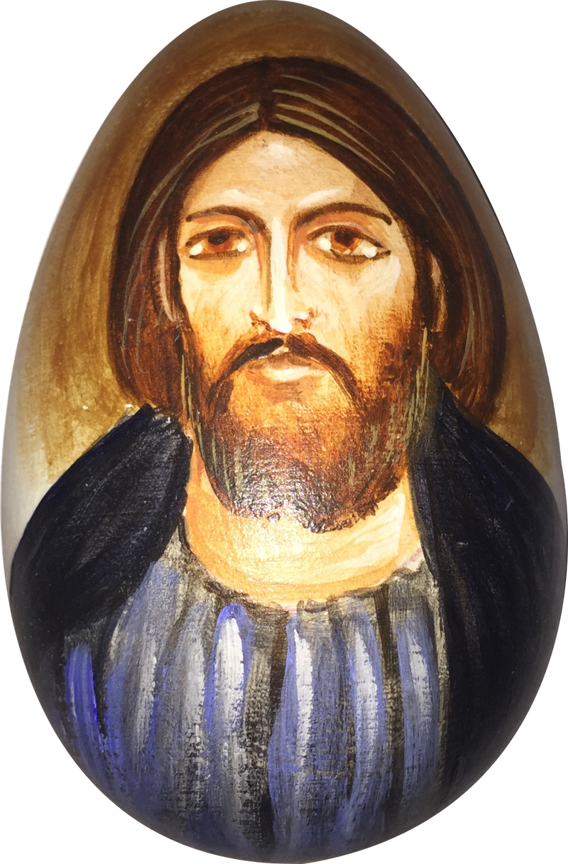 Handbemaltes Osterei mit Jesus Christus Nr. 78 aus Holz, 8,5 cm