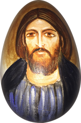 Handbemaltes Osterei mit Jesus Christus Nr. 78 aus Holz, 8,5 cm