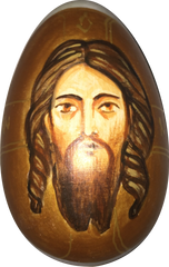 Handbemaltes Osterei mit Jesus Christus Nr. 79 aus Holz, 8,5 cm