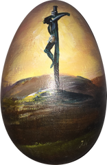 Handbemaltes Osterei mit Jesus Christus Nr. 81 aus Holz, 8,5 cm